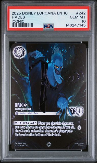 2025 Disney Lorcana Hades EN10-242 Iconic PSA 10